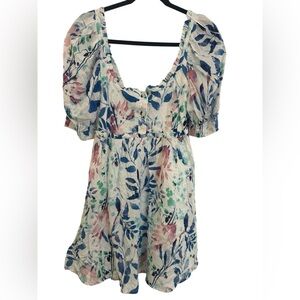 Floral Puff Sleeve Dress Size small